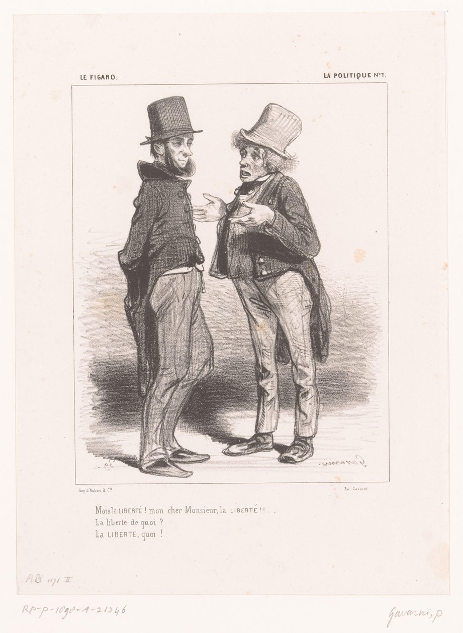 Deux hommes discutent de la liberté (Politique) - Paul Gavarni