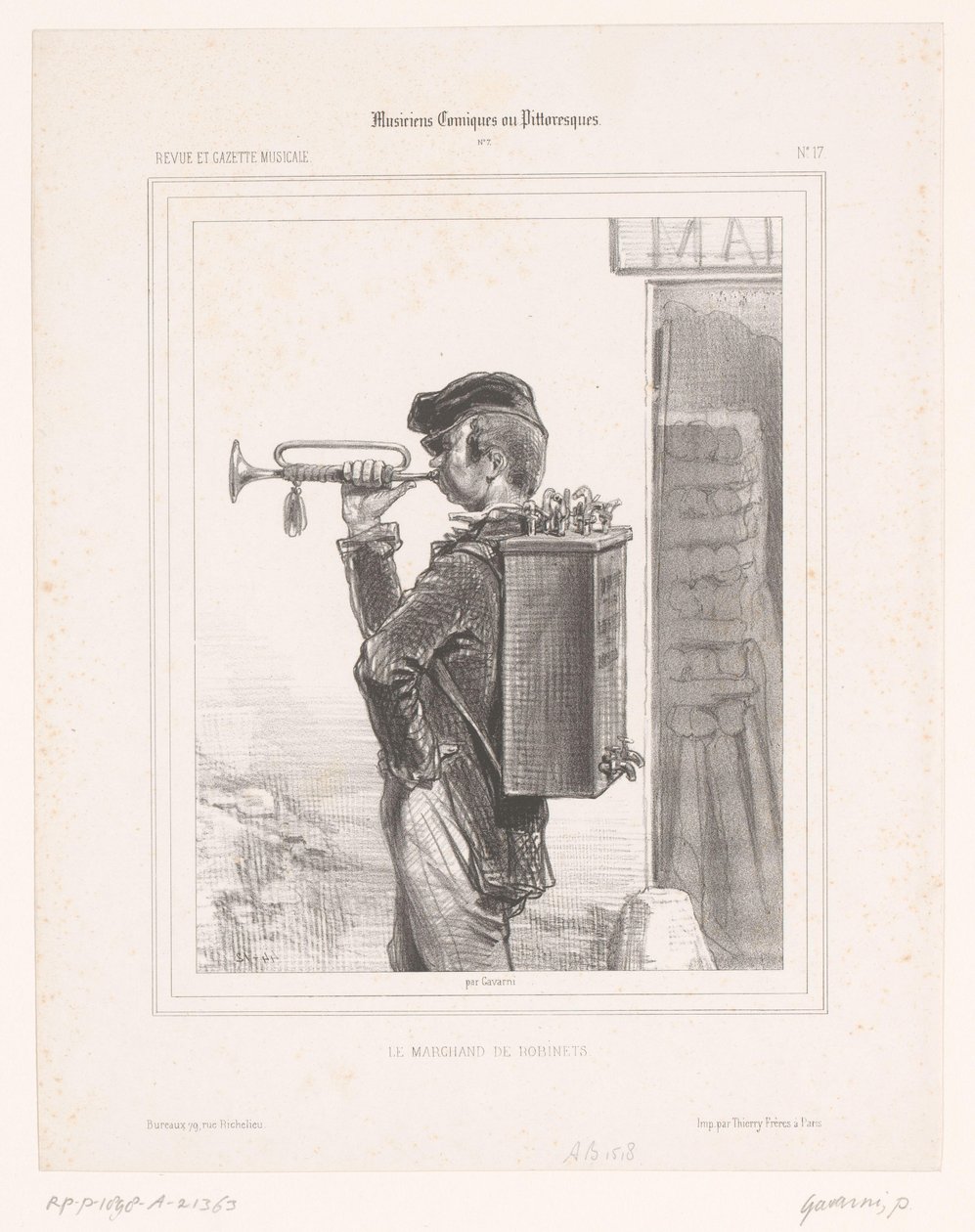Vendeur de robinets jouant de la trompette Le marchand de robinets (titre sur l
