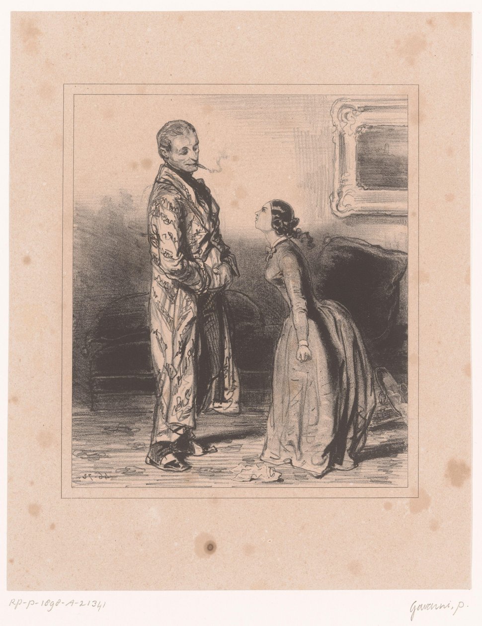 Femme criant sur son mari - Paul Gavarni