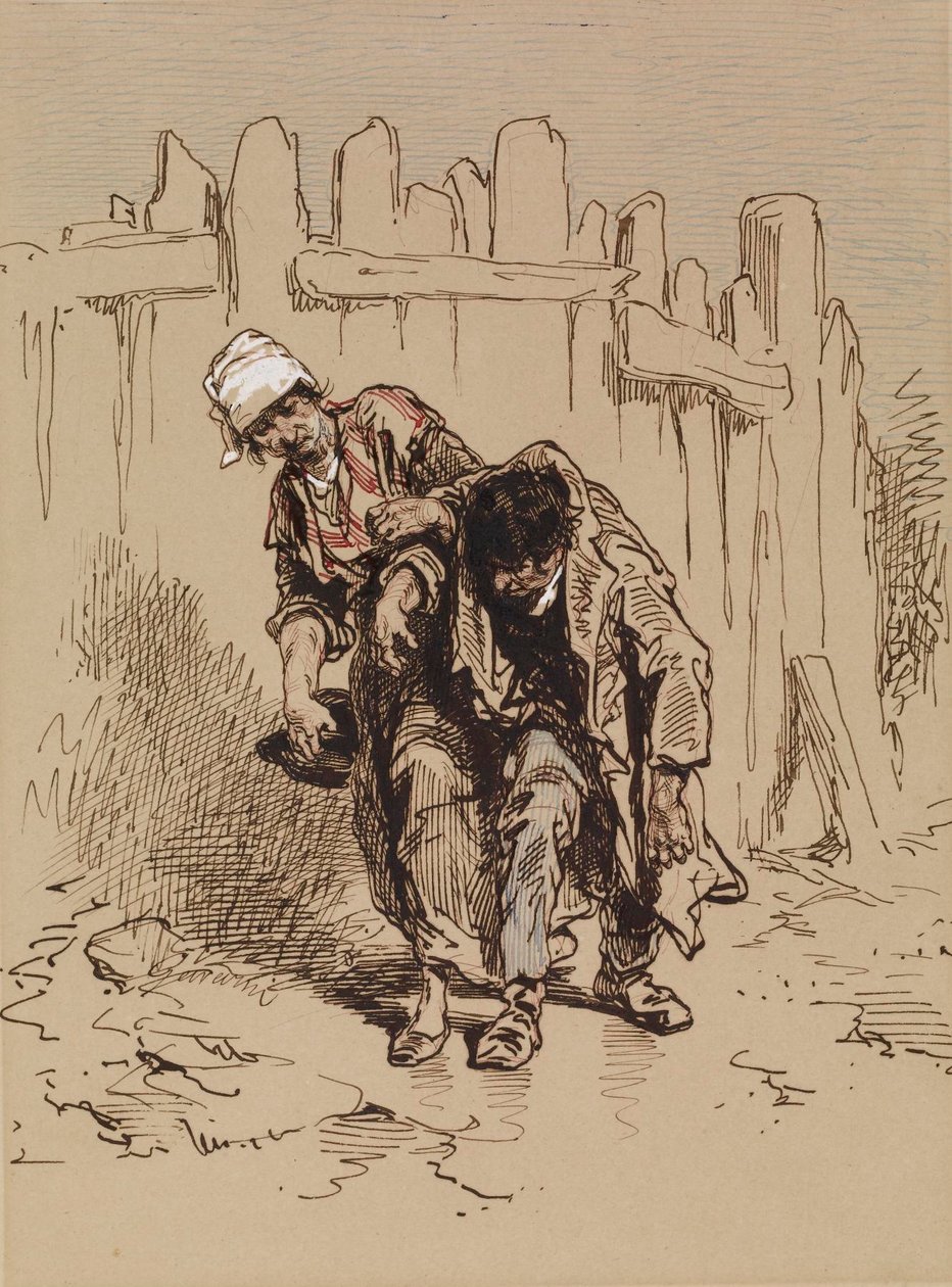 Une femme qui soutient un homme - Paul Gavarni