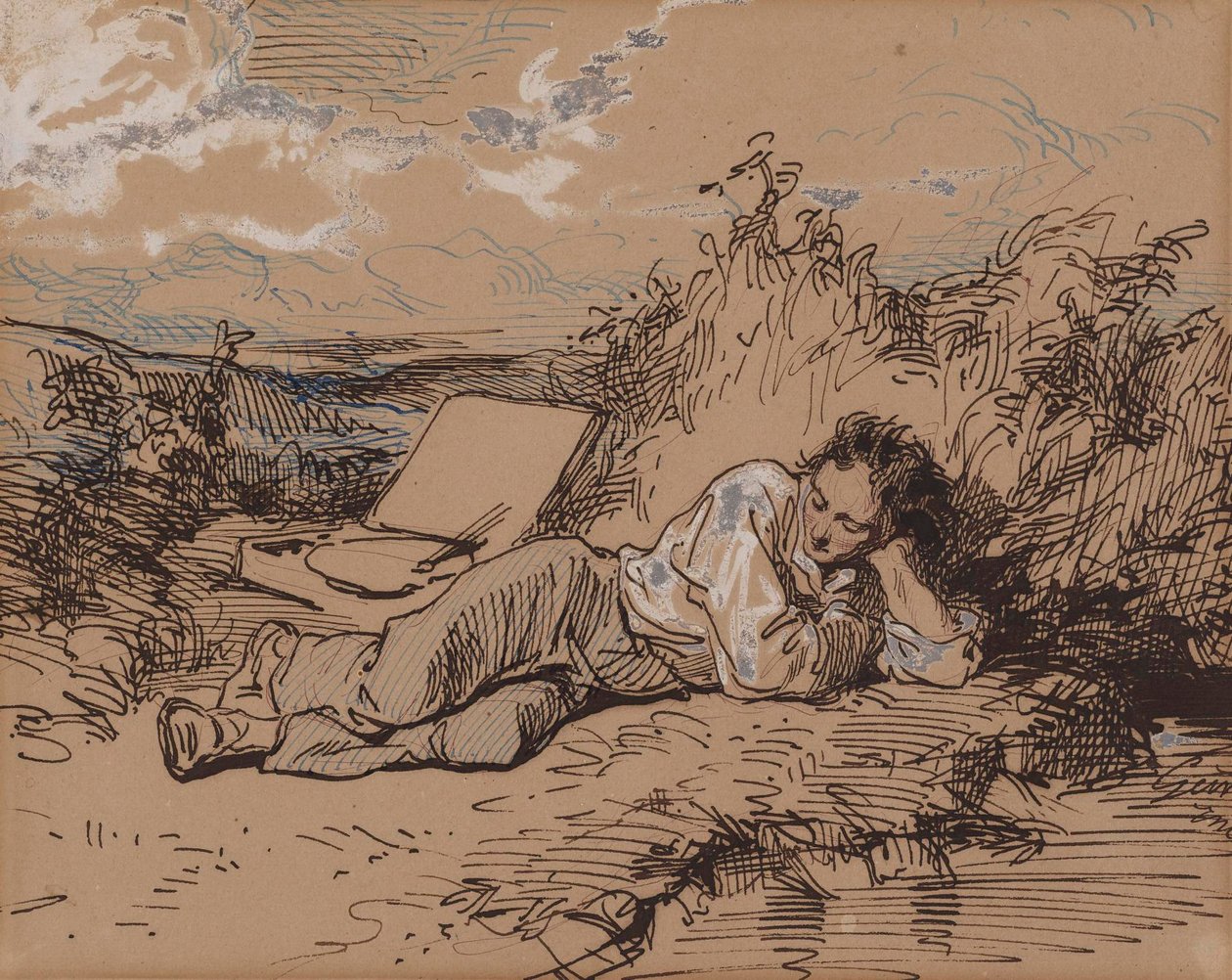 Jeune artiste endormi près d