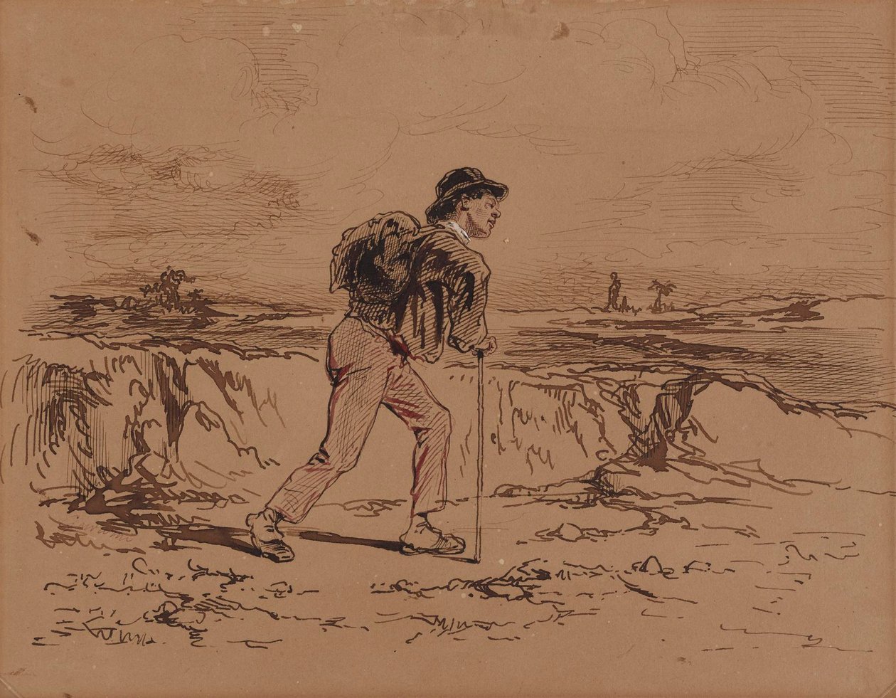 Jeune homme avec un sac à dos - Paul Gavarni