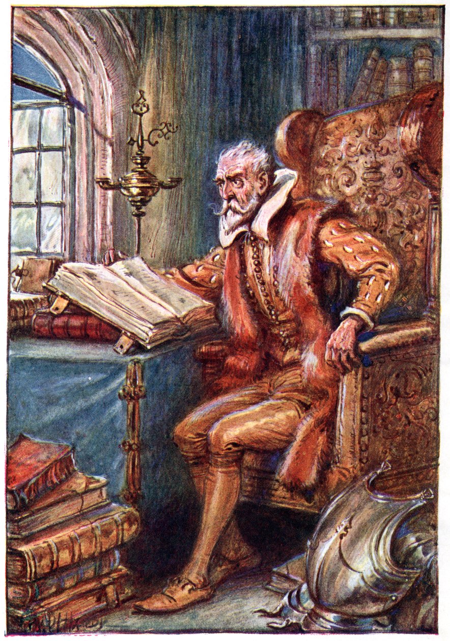 Il passait son temps à lire des livres de chevalerie, illustration de 