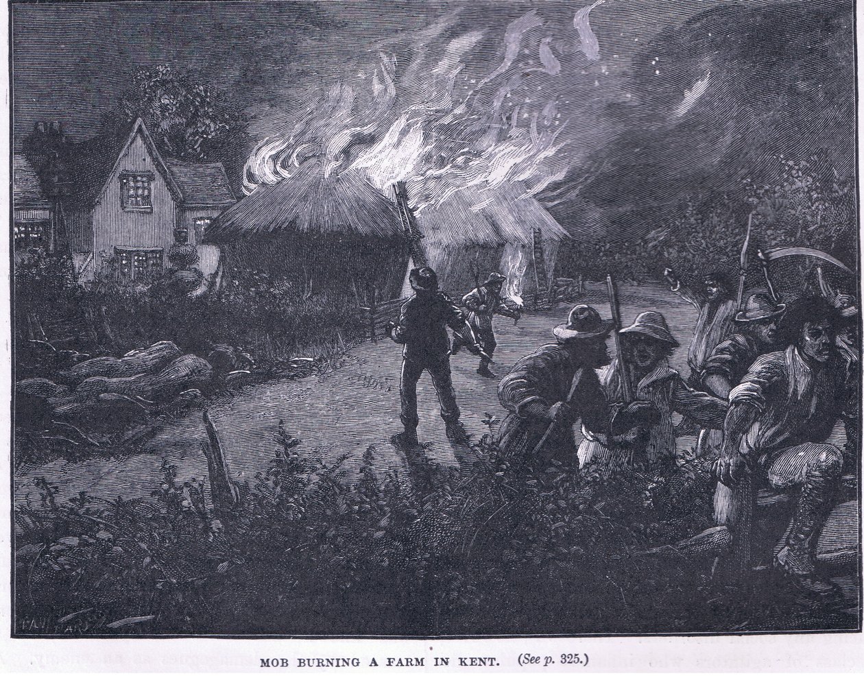 Émeute brûlant une ferme dans le Kent en 1830 - Paul Hardy