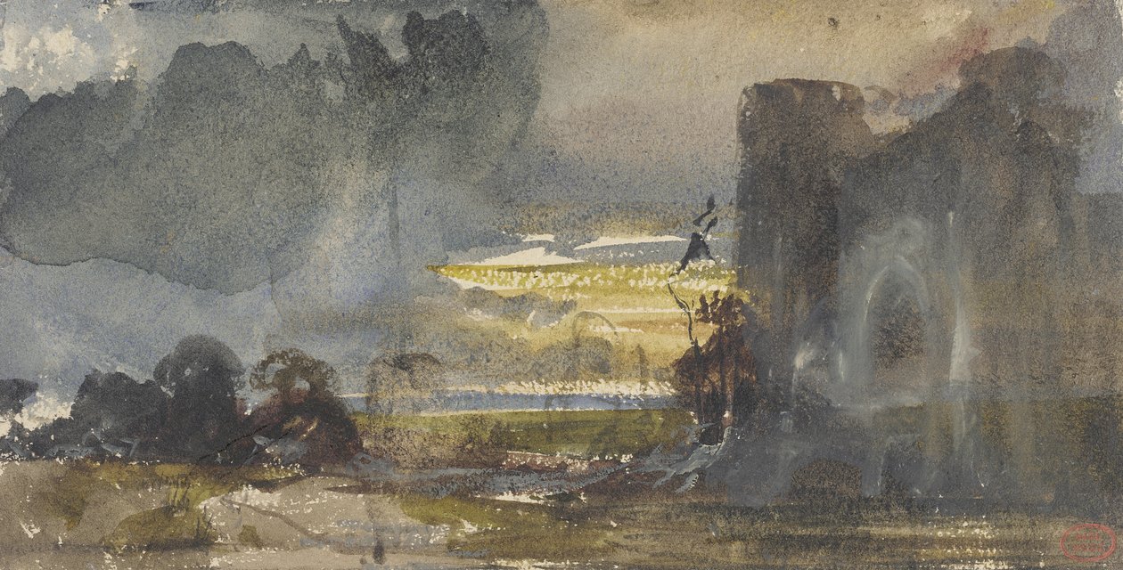 Paysage romantique avec un château - Paul Huet