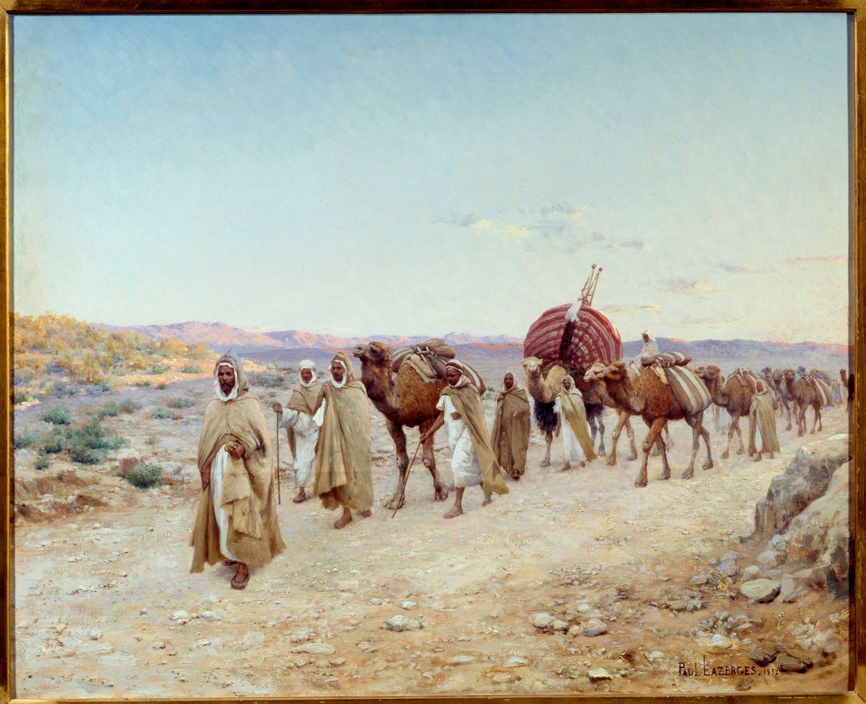 Une caravane dans le désert près de Biskra en Algérie en 1892 - Paul John Baptiste Lazerges