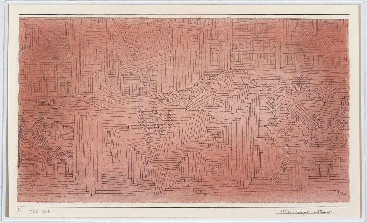 Temples sur la falaise avec des sapins - Paul Klee