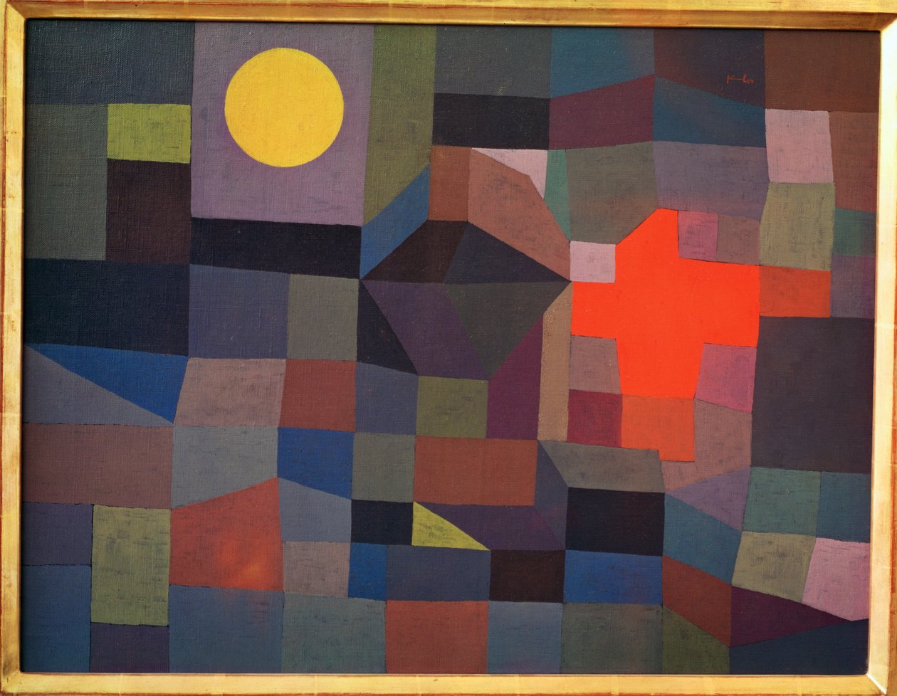 Feu à la pleine lune (peinture sur toile) - Paul Klee