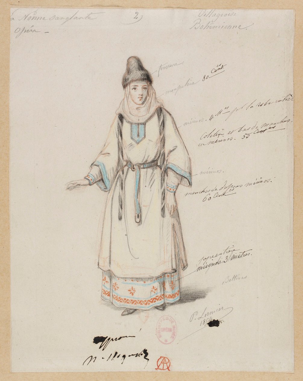 Gounod - La nonne sanglante - Quatre maquettes de costumes par Paul Lormier - 2. Villageoise bohémienne - Paul Lormier