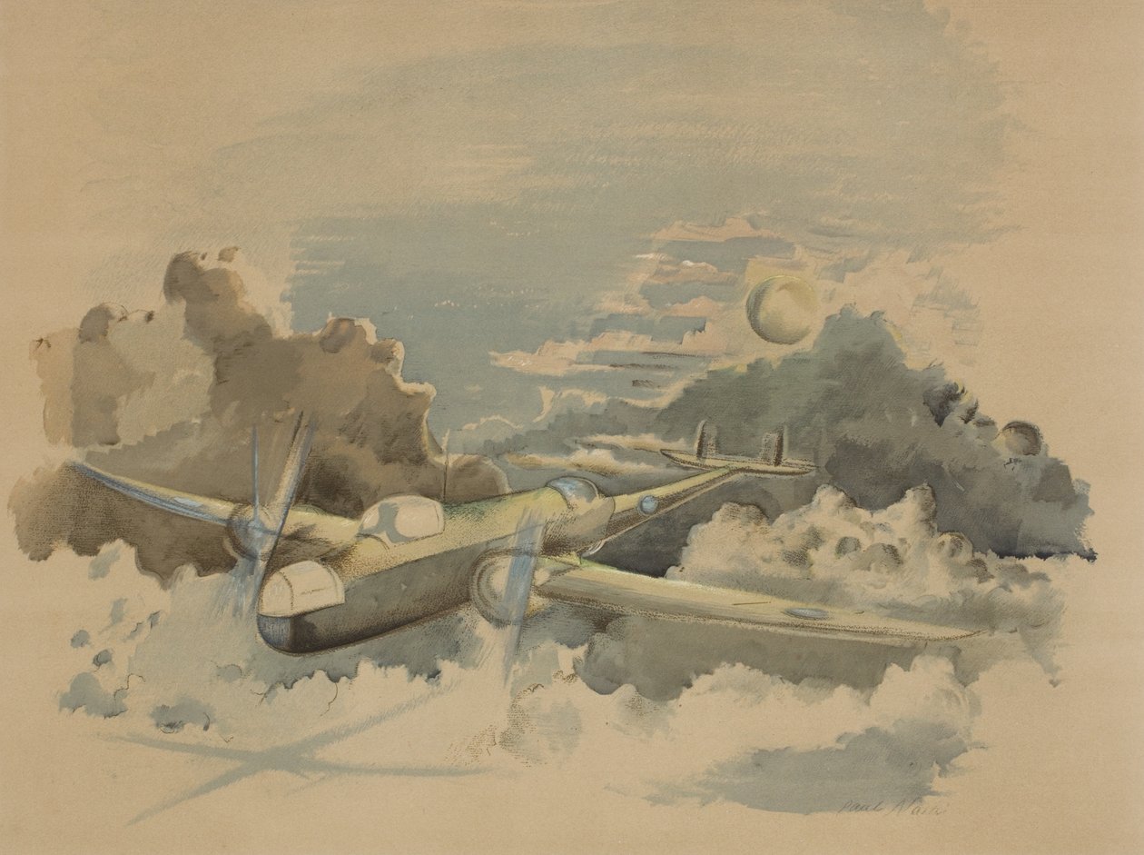 Voyage au clair de lune, Hampden vole au-dessus des nuages - Paul Nash