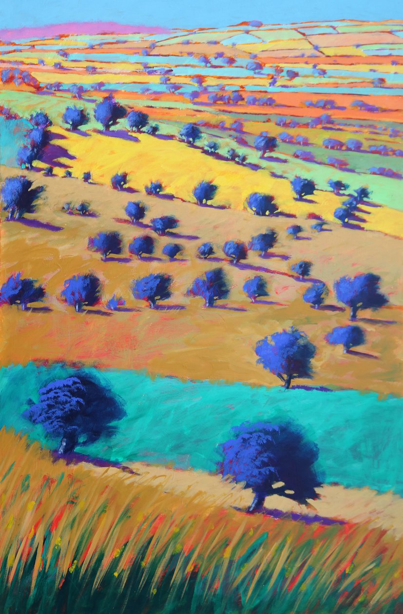 Cotswolds vers Bredon, 2021 (acrylique sur panneau) - Paul Powis