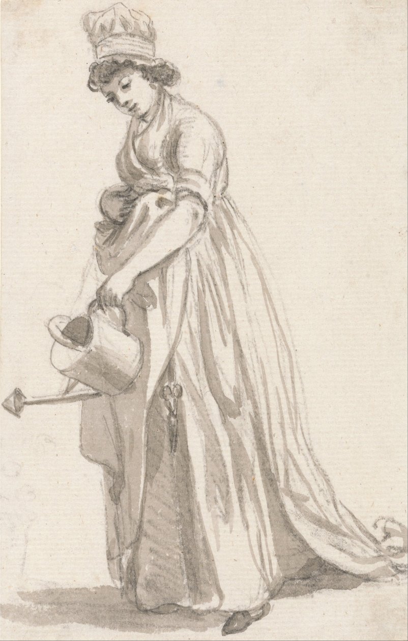 Une fille avec un arrosoir face à gauche - Sarah Hough, nourrice de Mme T.P. Sandby - Paul Sandby