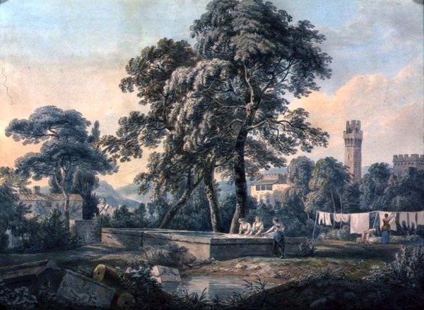 Paysage italianisant avec des femmes près d