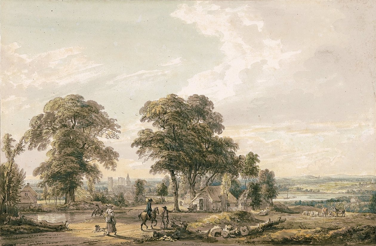 Approchant Rochester et la Medway - Paul Sandby