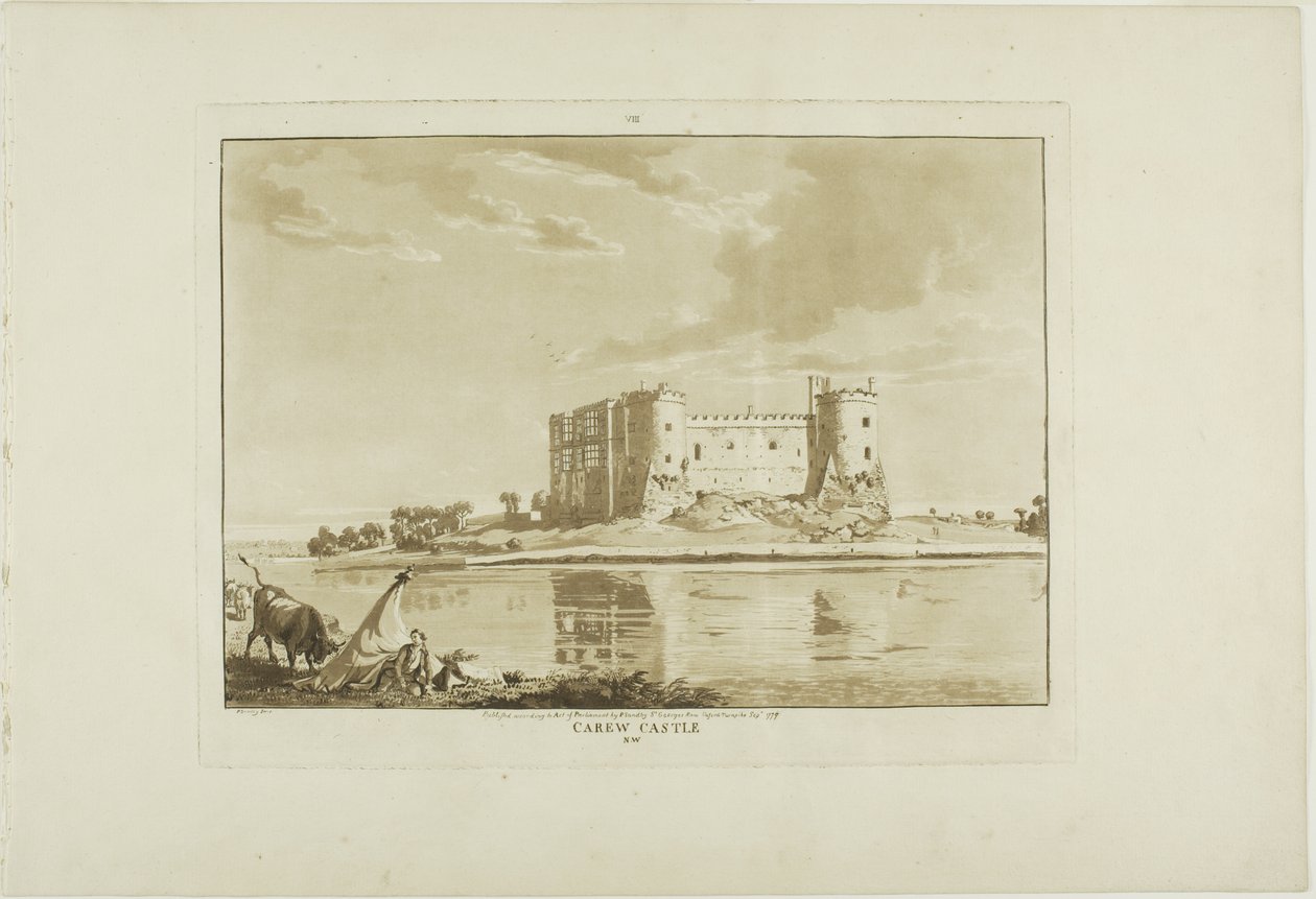 Château de Carew, planche huit de Twelve Views in Wales (Douze vues du Pays de Galles) - Paul Sandby