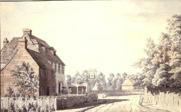 Personnages devant un pub de village - Paul Sandby