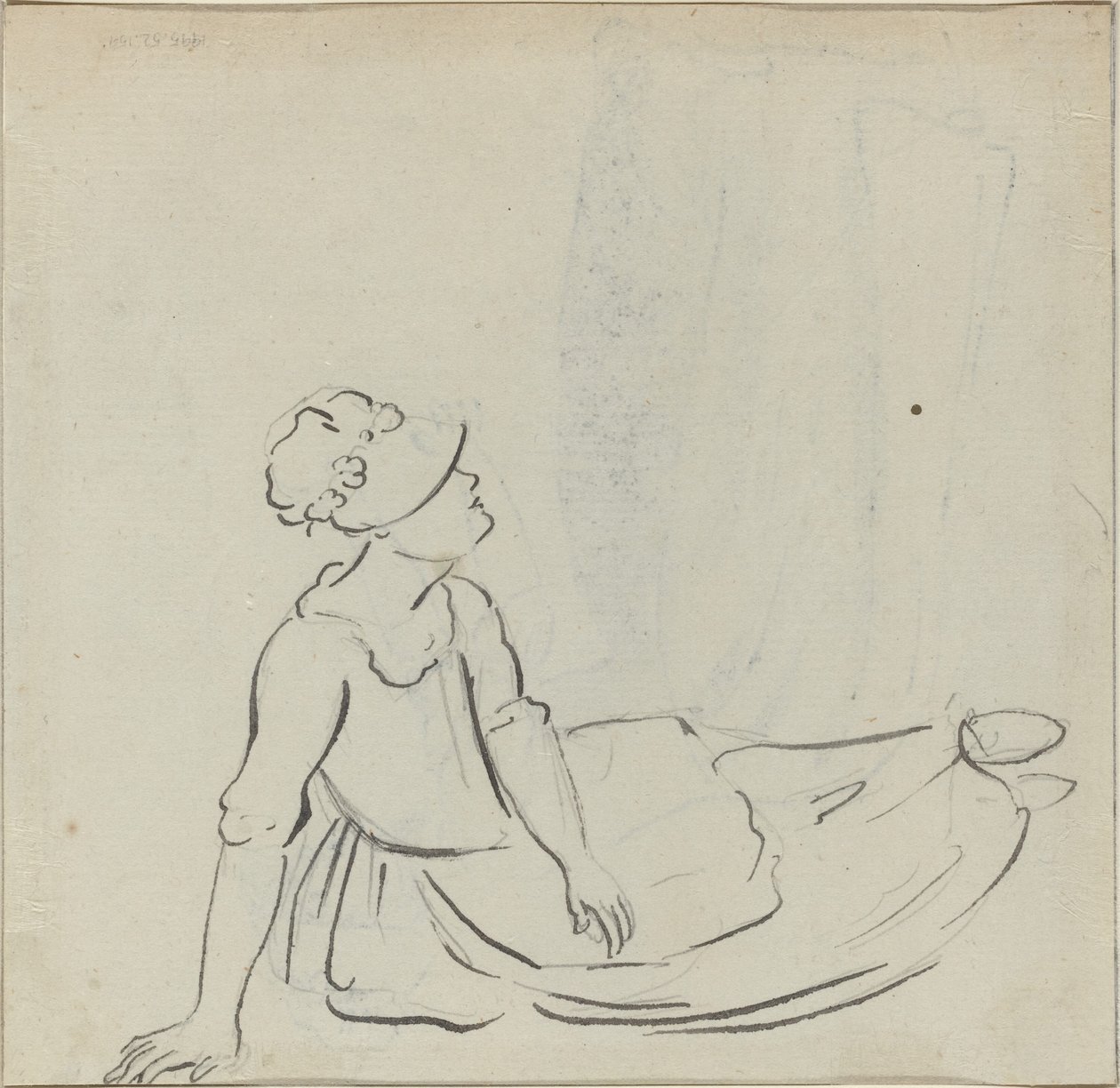 Fille avec un bonnet allongée - Paul Sandby