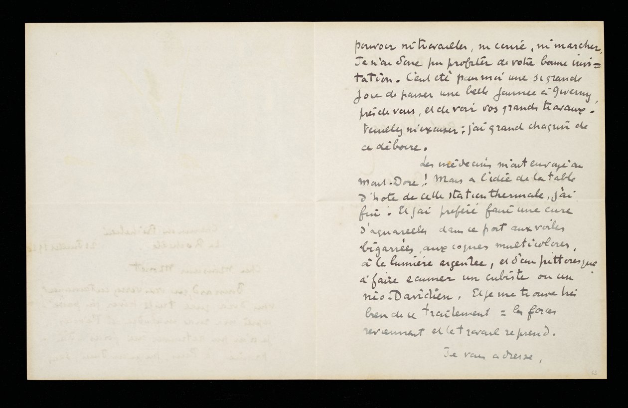 Lettre autographe à Claude Monet, 21 juillet 1920 - Paul Signac