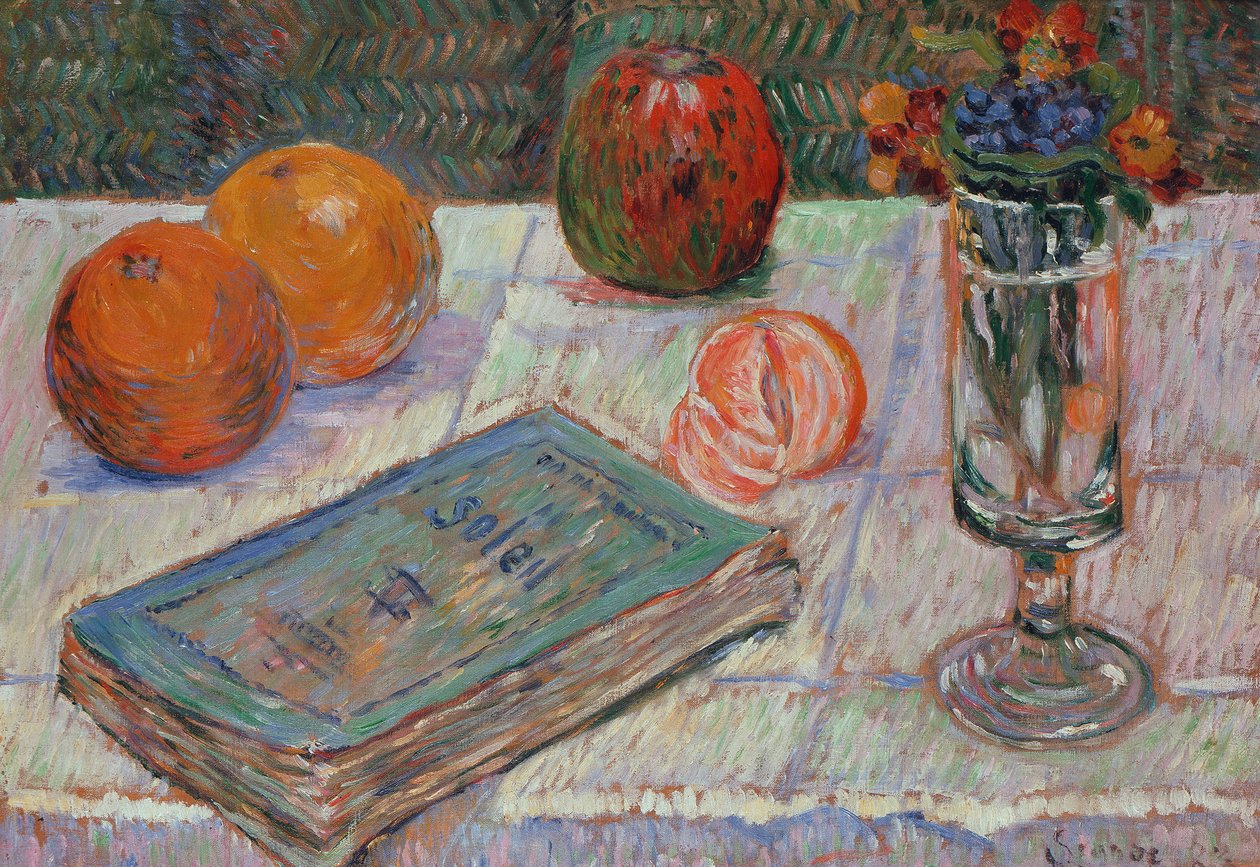 Nature morte avec un livre et des oranges - Paul Signac