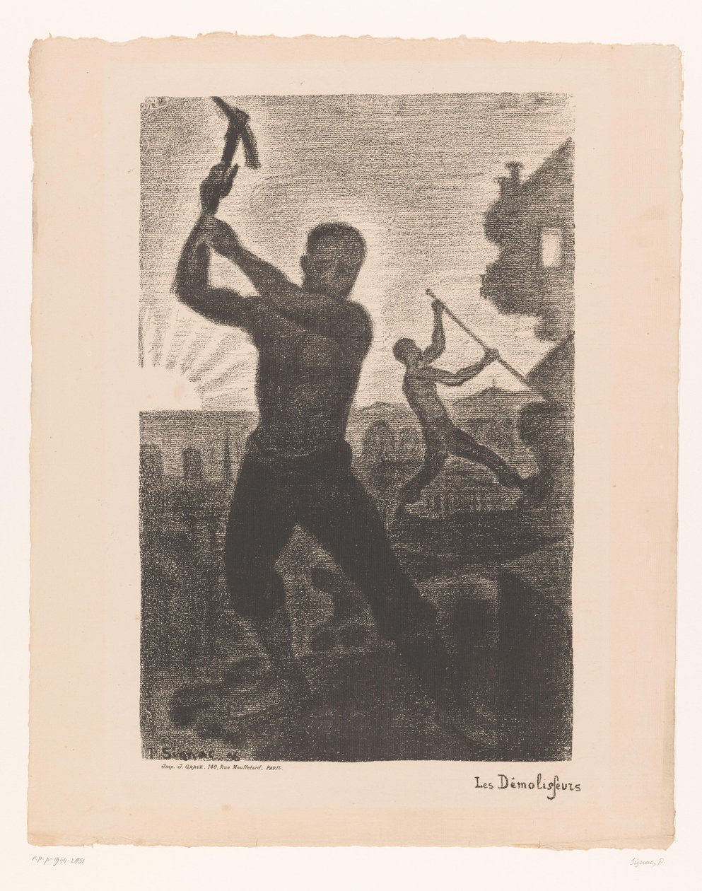 Deux hommes démolissant un bâtiment (Les démolisseurs) - Paul Signac