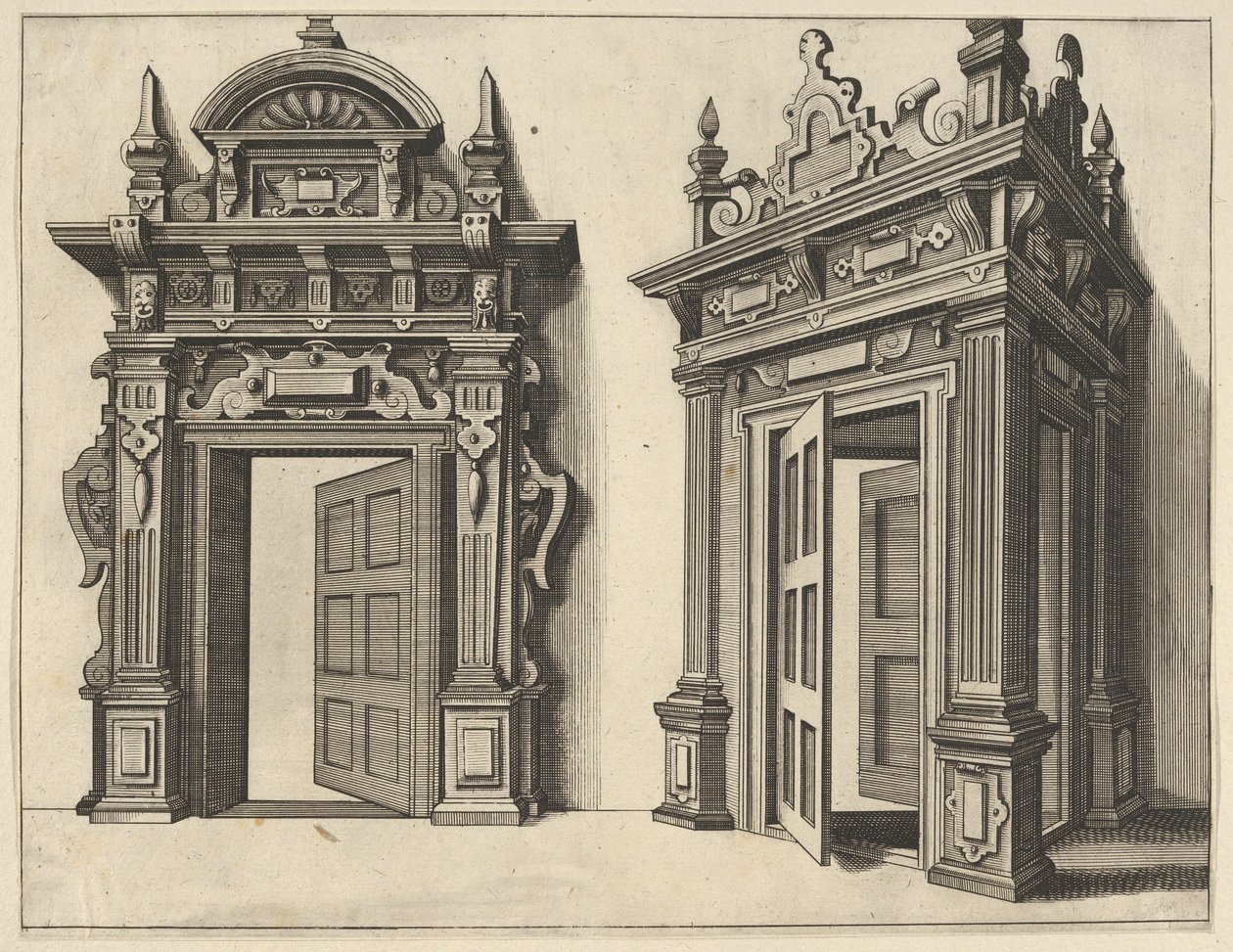 Deux Portails en Bois de Verscheyden Schrynwerck... [Plusieurs Menuiseries...] - Paul Vredeman de Vries