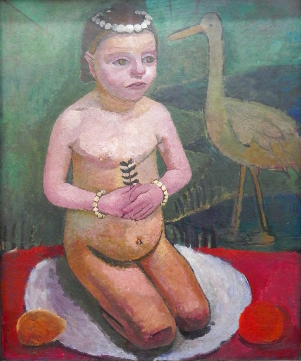 Fille accroupie avec cigogne - Paula Modersohn Becker