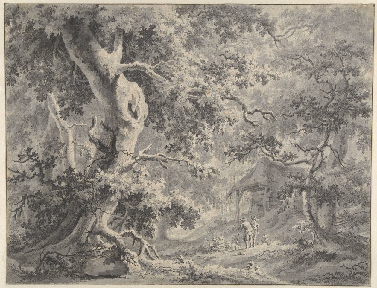 Paysage forestier avec deux figures près d