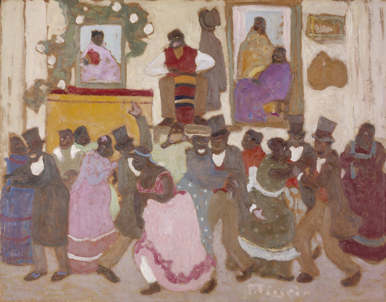 Gens qui dansent : Candombe, vers 1920 (huile sur carton) - Pedro Figari
