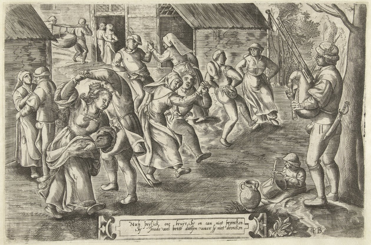 Fête de mariage paysan avec joueur de cornemuse - Peeter Baltens