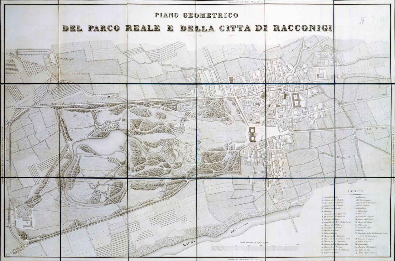 Plan du parc royal et de la ville de Racconigi - Pelagio Palagi