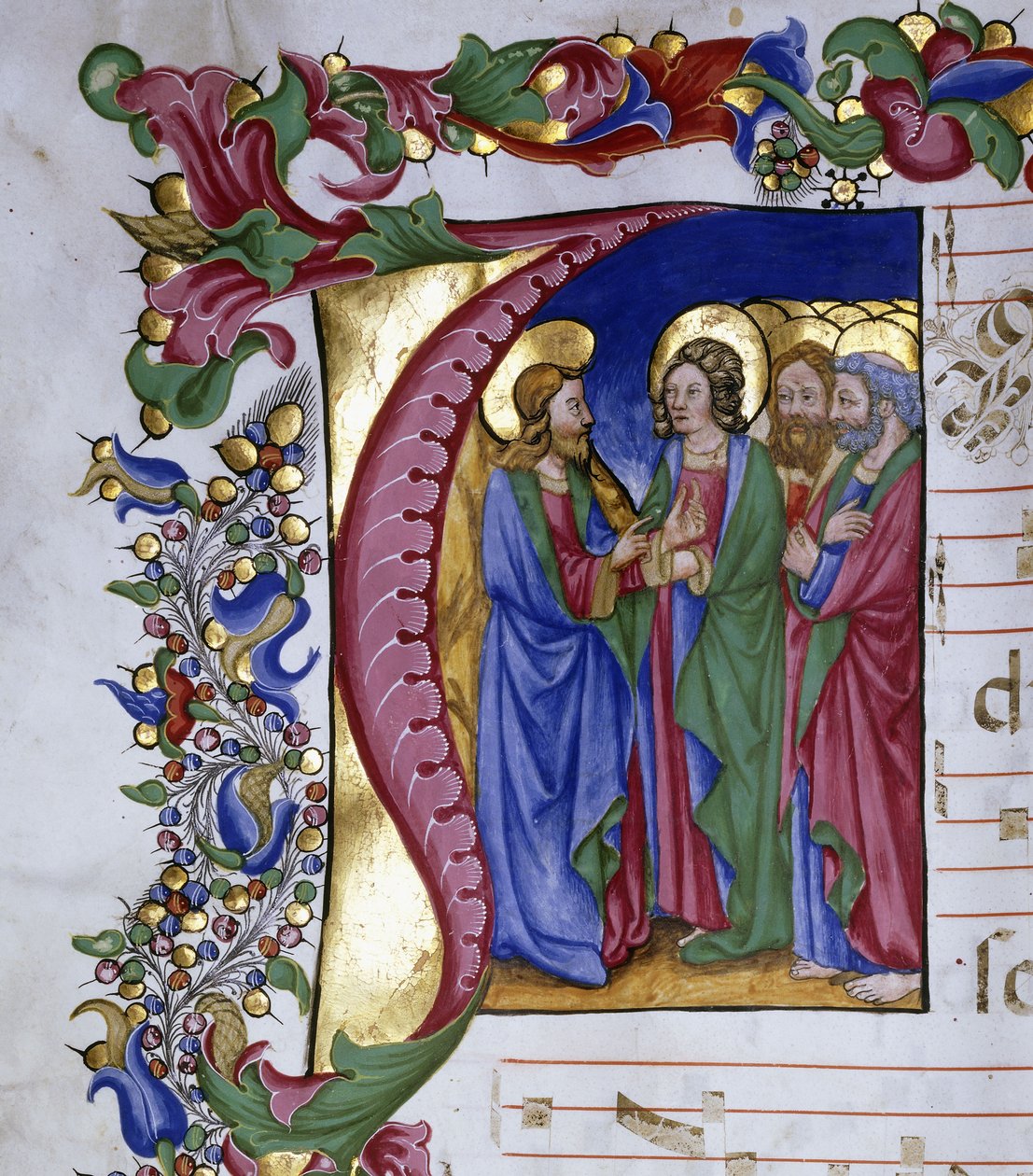 Christ enseignant ses disciples, dans une initiale "I", vers 1480 - Pellegrino di Mariano