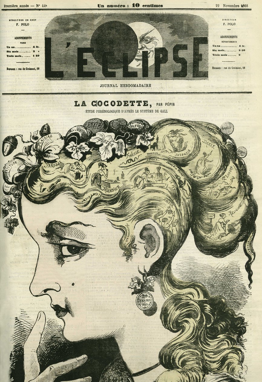 Cocodette, une étude de phrénologie du système de Gall. Couverture dans « L
