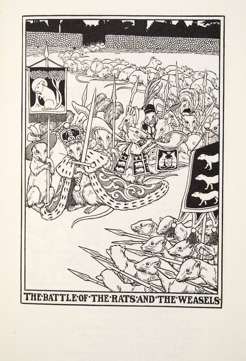 La Bataille des Rats et des Belettes, des Fables de Fontaine, pub. 1905 - Percy J. Billingshurst