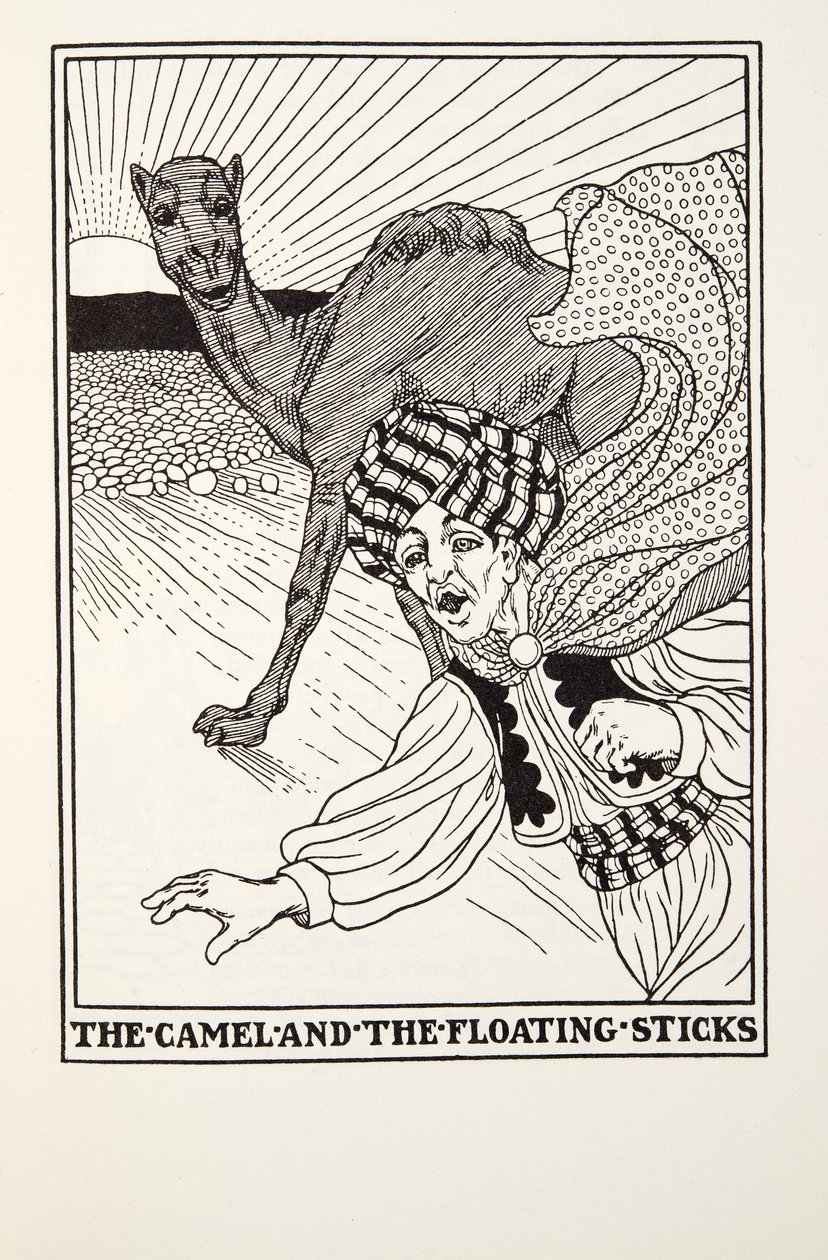 Le Chameau et les Bâtons flottants, des Fables de Fontaine, pub. 1905 - Percy J. Billingshurst