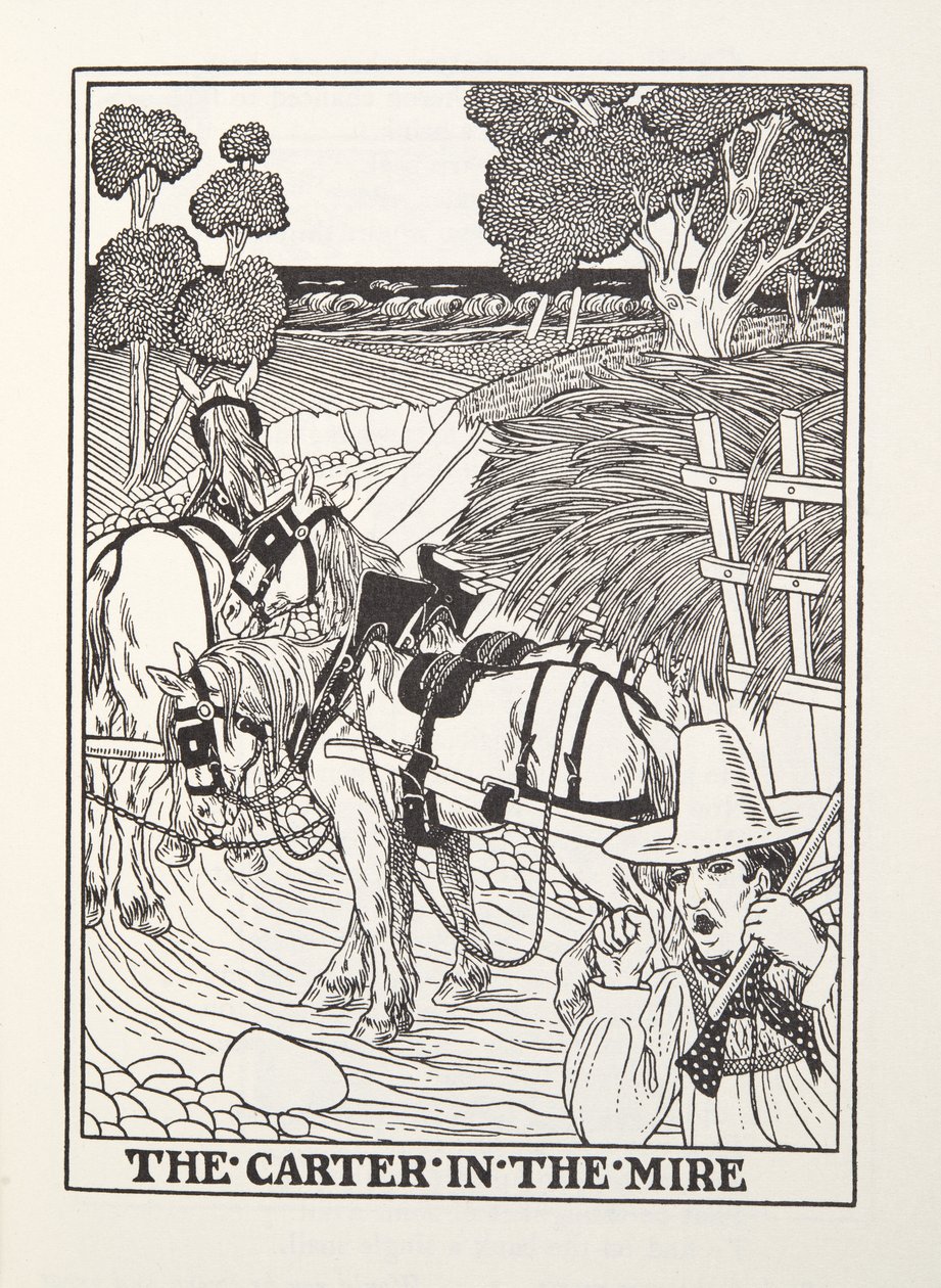 Le Charretier dans la boue, des Fables de Fontaine, pub. 1905 - Percy J. Billingshurst
