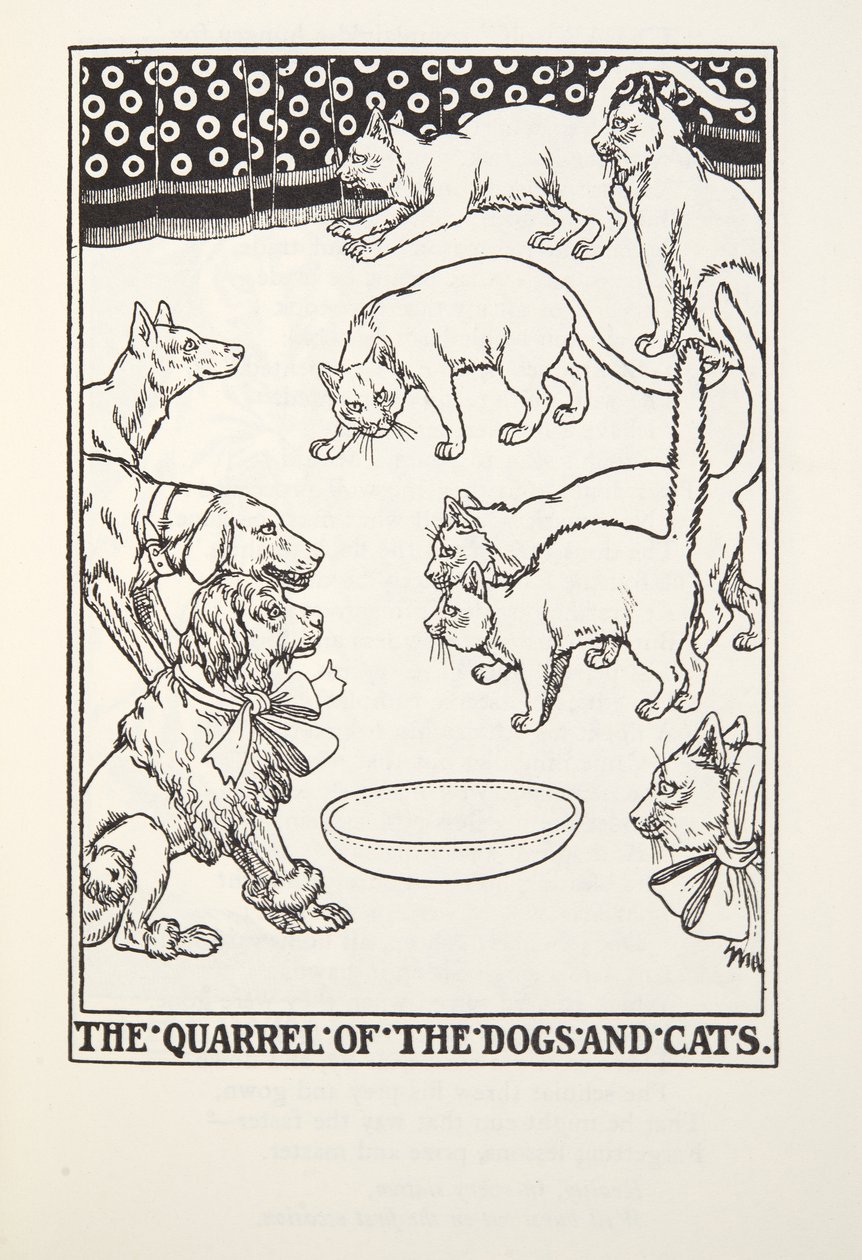 La Querelle des Chiens et des Chats, des Fables de Fontaine, pub. 1905 - Percy J. Billingshurst