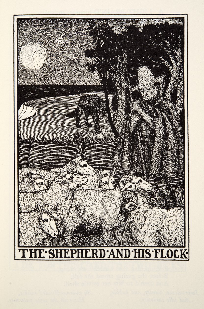 Le Berger et son Troupeau, des Fables de La Fontaine, pub. 1905 - Percy J. Billingshurst