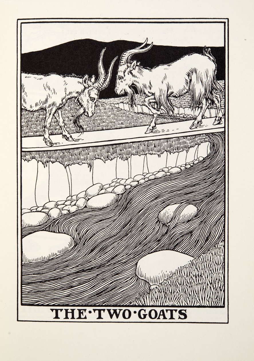 Les Deux Chèvres, des Fables de Fontaine, pub. 1905 - Percy J. Billingshurst