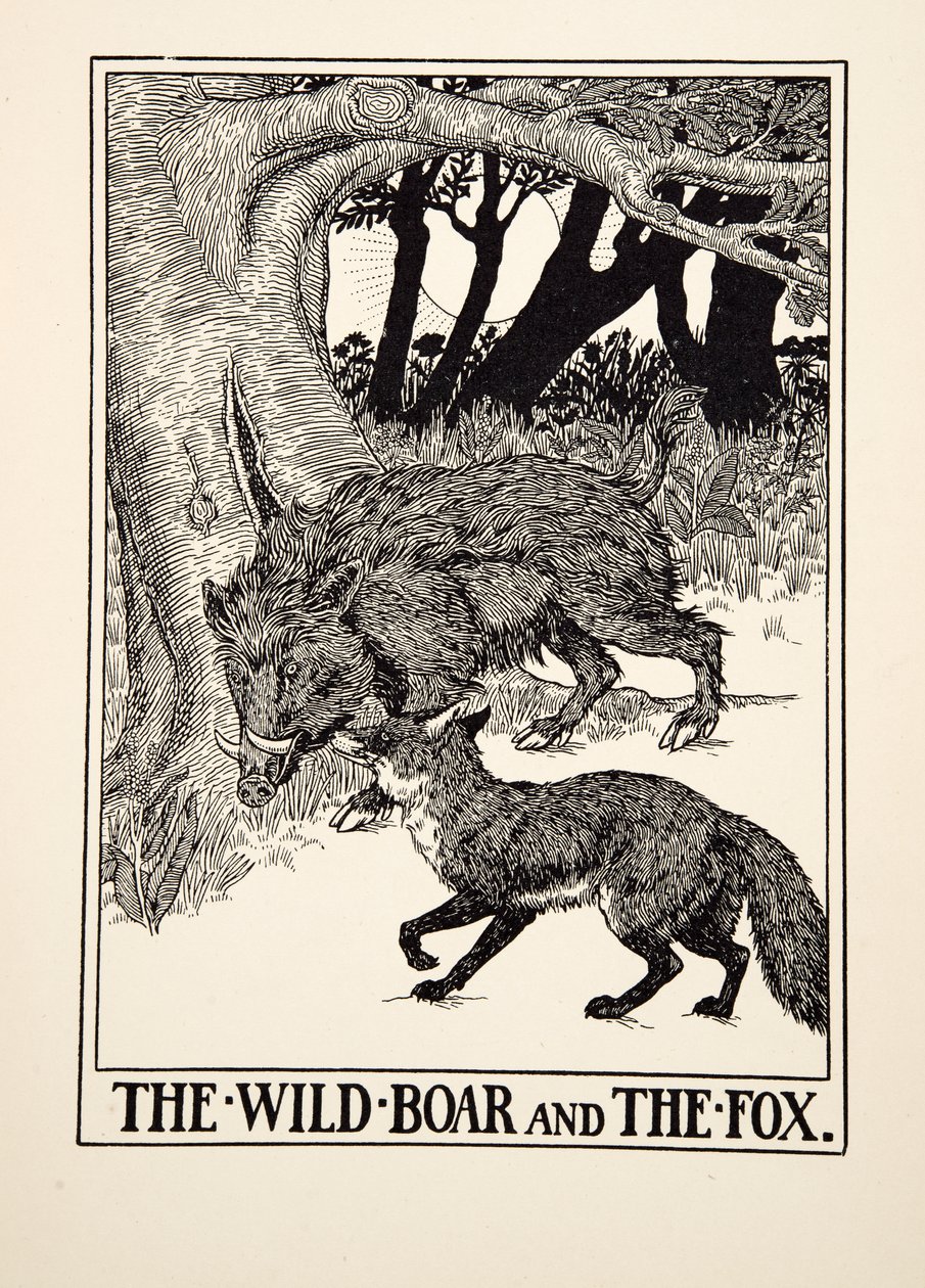 Le sanglier et le renard, de Cent fables d