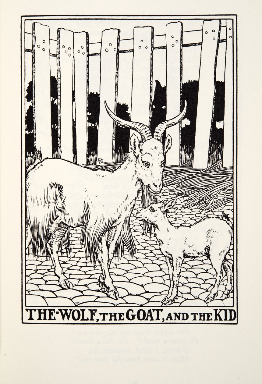 Le Loup, la Chèvre et le Chevreau, des Fables de Fontaine, pub. 1905 - Percy J. Billingshurst