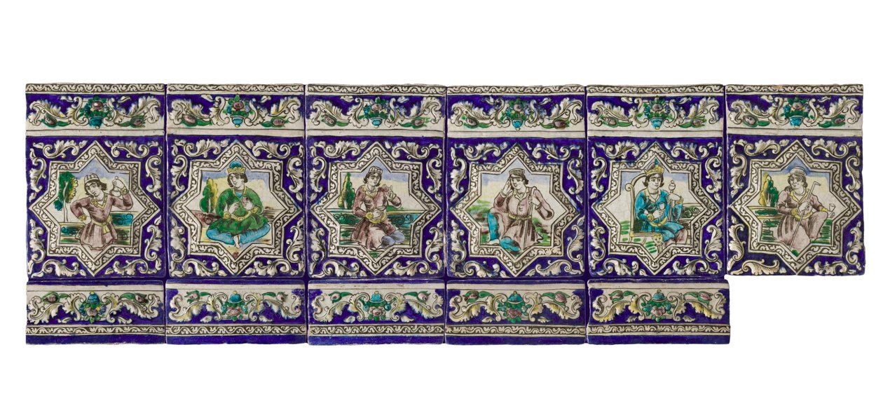 Frise du 19ème siècle en carreaux de céramique Qadjar - Persian School