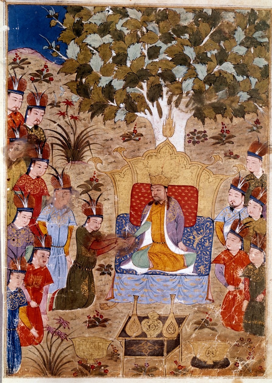 Représentation de Chaghtai Khan sur son trône - Persian School