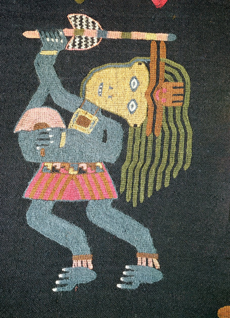 Danseur en laine tissée avec bâton, tribu Paracas - Peruvian School