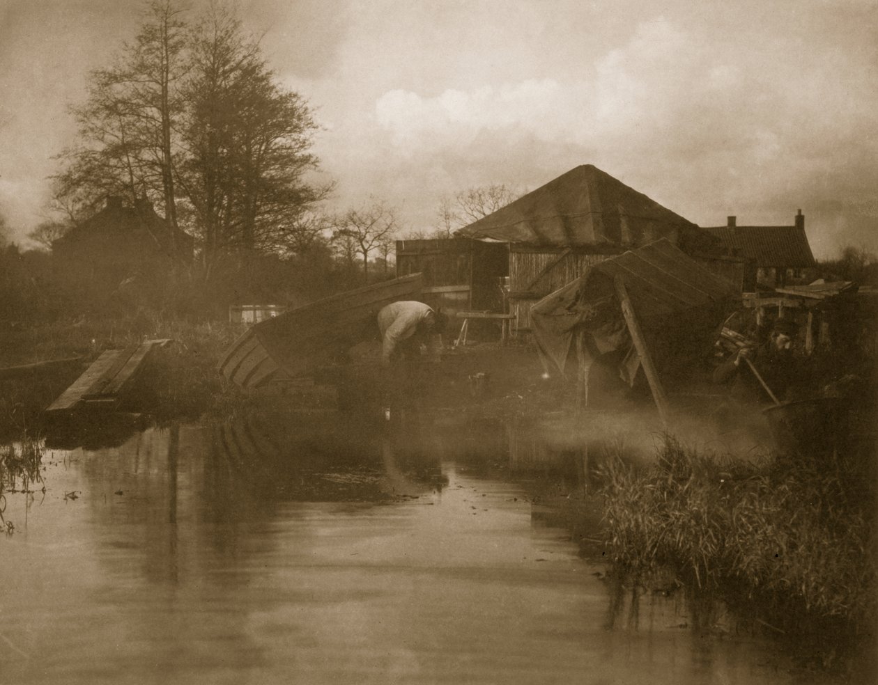 Un chantier naval du Norfolk, vie et paysage sur les Broads du Norfolk, vers 1886 - Peter Emerson und Thomas Goodall