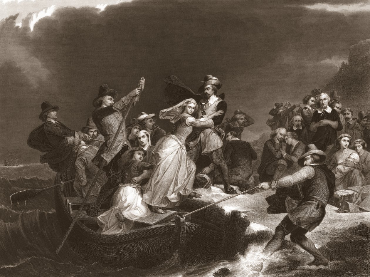Les pèlerins débarquant à Plymouth Rock en 1620, pub.1869 - Peter Frederick Rothermel