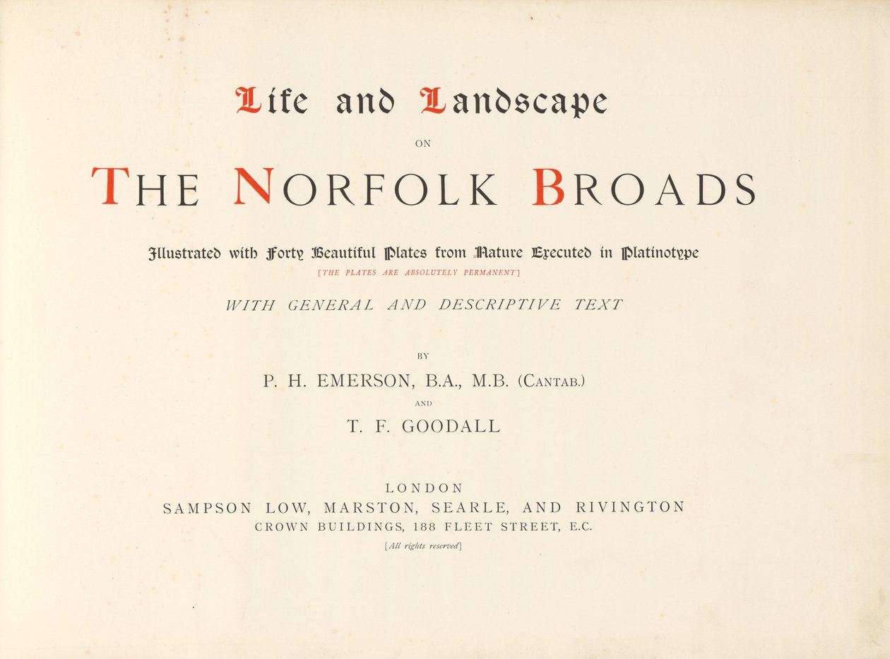 Vie et paysage sur les Broads du Norfolk. Illustré avec quarante belles planches de la nature - Peter Henry Emerson