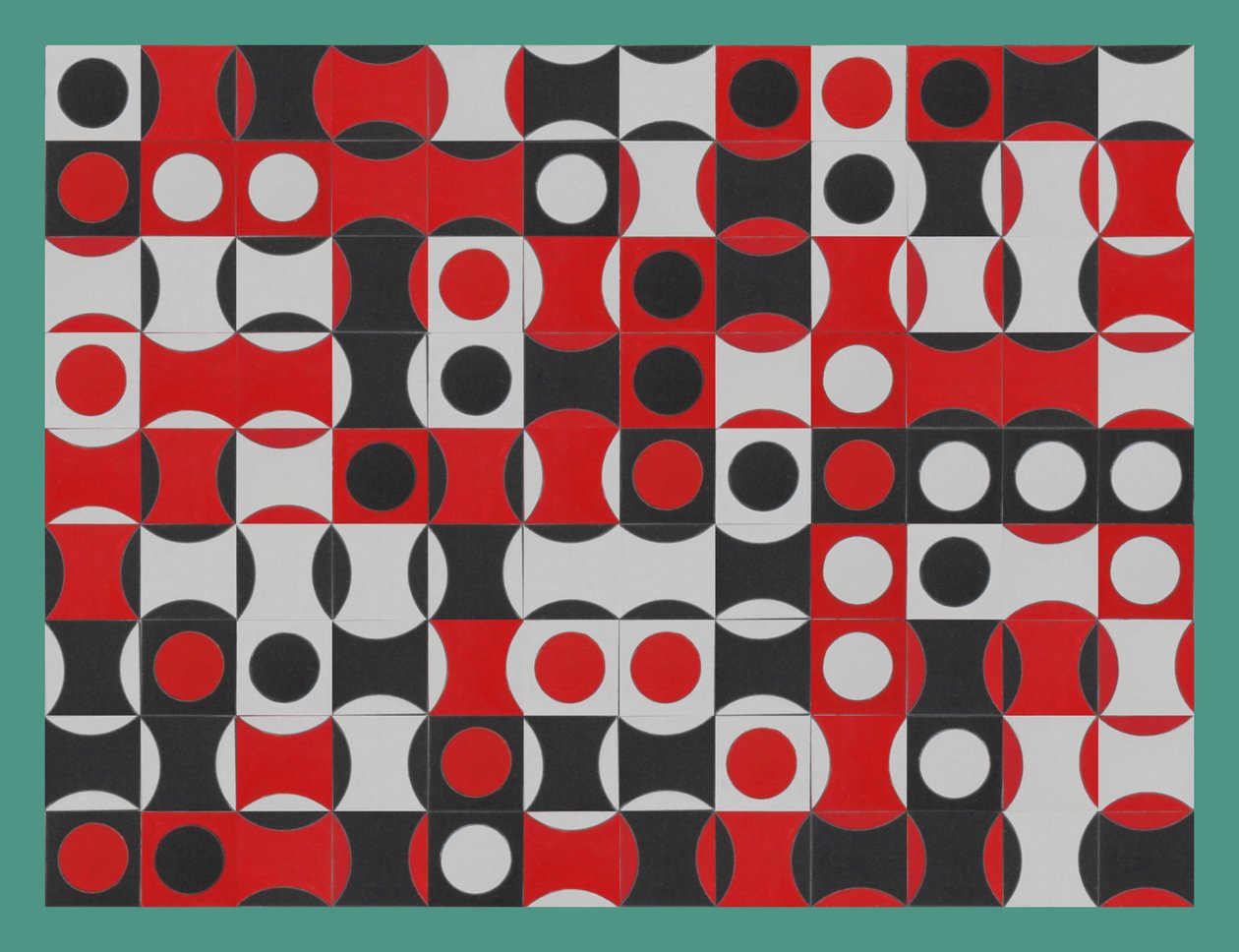 Composition de cercles noir blanc et rouge - Peter McClure