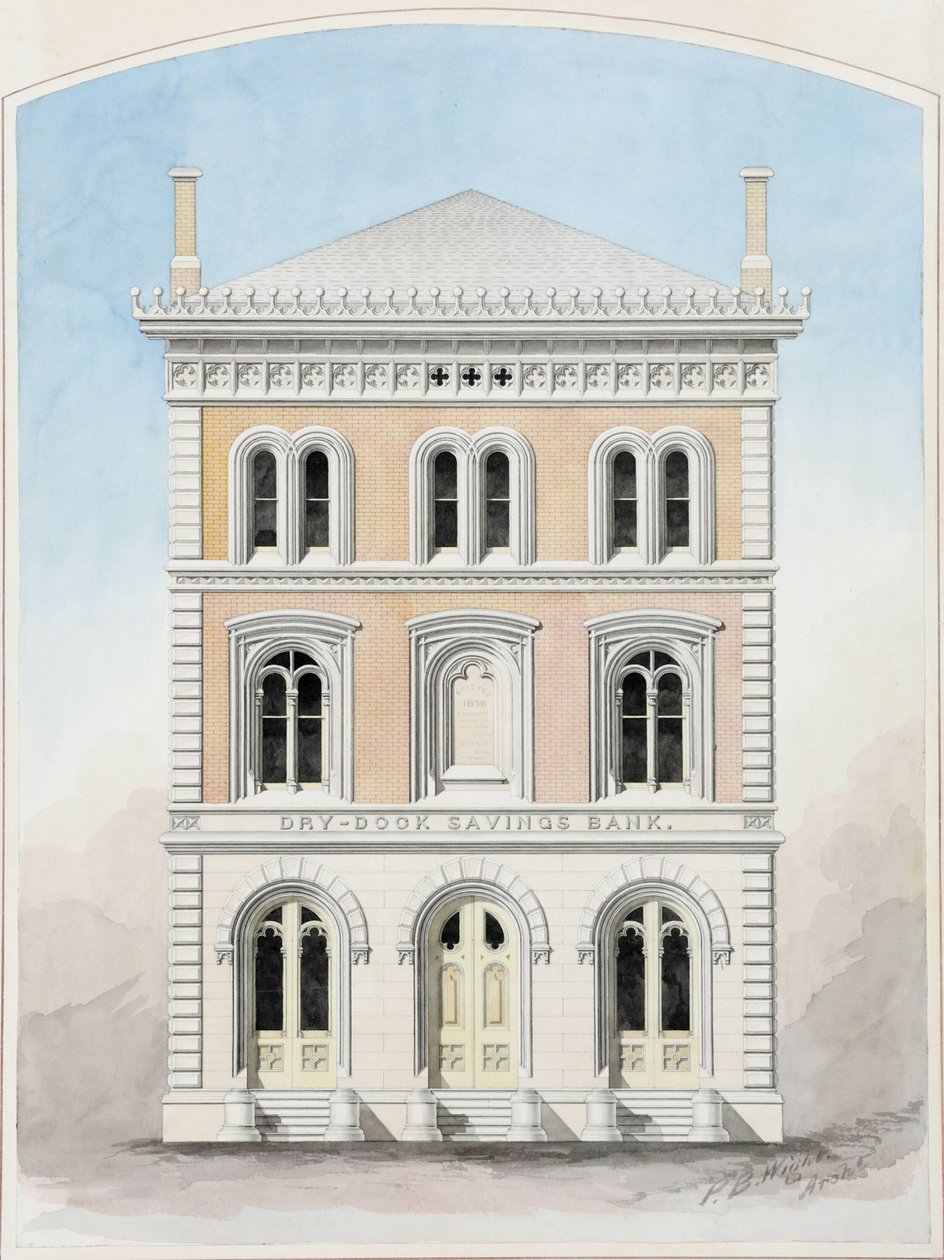 Dry Dock Savings Bank, New York City, New York, Dessin de concours - Peter Bonnett Wight