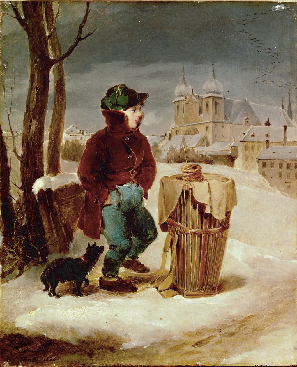 Brezelbub auf dem Glacis - Garçon vendant des bretzels dans la banlieue de Vienne ... - Peter Fendi