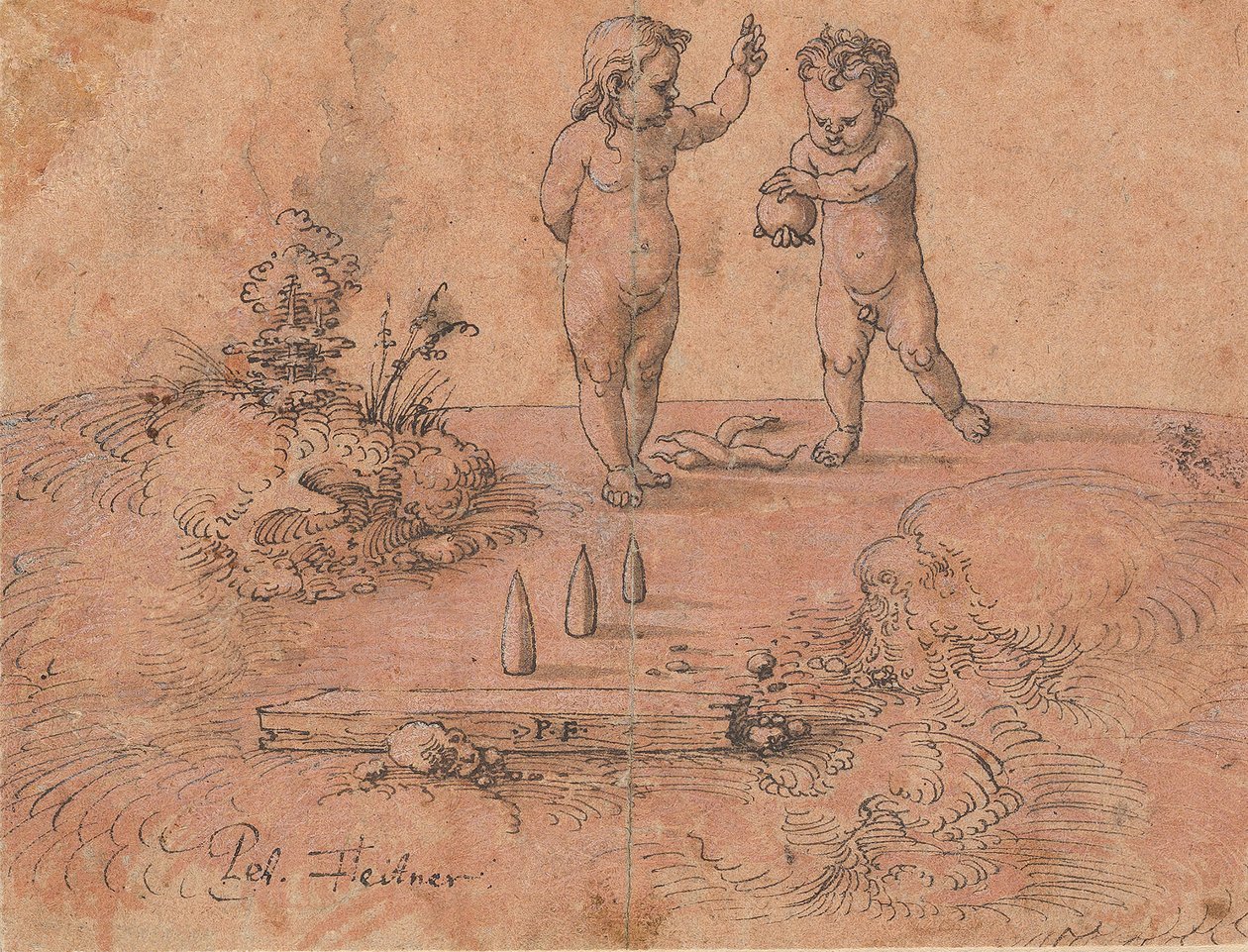 Deux enfants jouant avec une balle, 1500-1546 - Peter Flötner